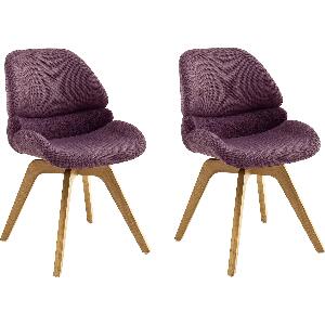 Set 2 scaune rotative tapitate cu stofa si picioare din lemn, Henderson Burgundy / Stejar, l52xA65xH85 cm