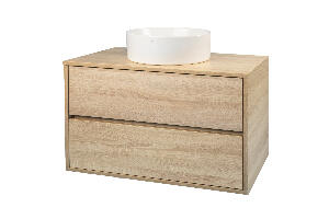 Mobilier baie suspendat Simple cu doua sertare 100 cm Stejar