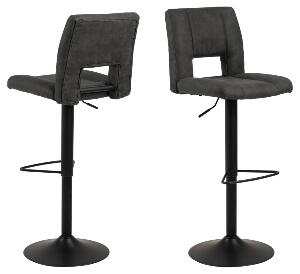 Set 2 scaune de bar tapitate cu stofa si picior metalic Sylvia Antracit / Negru, l41,5xA52xH115 cm