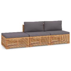 Set mobilier modular pentru gradina / terasa, Thomas Natural / Gri Inchis, canapea 2 locuri + taburet