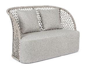 Canapea fixa pentru gradina / terasa, din aluminiu tapitata cu stofa, 2 locuri, Cuyen Bej, l150xA81xH93 cm