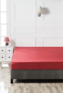 Cearceaf de pat cu elastic, 160x200 cm, 100% bumbac ranforce, Patik, Red, rosu