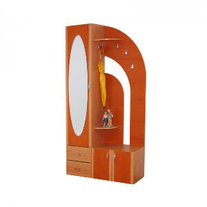 Cuier THOMAS, cu oglinda, rafturi, si sertare, cires + fag, 200x32x100 cm
