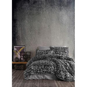Lenjerie de pat din bumbac satinat pentru pat single Primacasa by Türkiz Route, 135 x 200 cm, negru