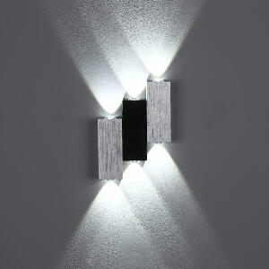 Aplica Lightes, LED, alb rece, 6W, aluminiu, gri/negru, 17 x 10 x 12 x 3 cm