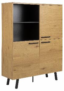 Cabinet din pal si metal, cu 3 usi Mallow Stejar / Negru, l120xA40xH158 cm