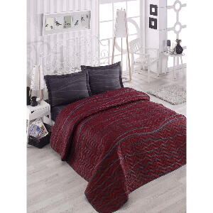 Cuvertură burgundy matlasată pentru pat dublu 200x220 cm Verda – Mijolnir