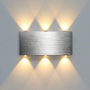 Aplica de perete BOYIR, LED, 18W, aluminiu sticla de protectie, argintiu, 3000K, alb cald, AC220V-240V, 18 x 8 x 3 cm
