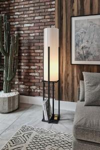 Lampadar cu raft, Gauge Concept, 21 x 21 x 160 cm, mdf/pvc, alb/negru