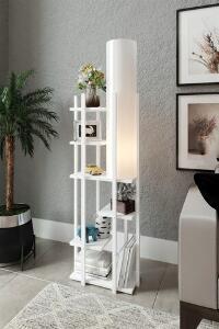 Lampadar cu raft, Gauge Concept, Vogue, 45 x 25 x 120 cm, mdf/pvc, alb