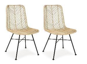 Set 2 scaune din ratan natural, cu picioare metalice Lorena Natural, l50xA64xH89 cm