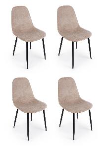 Set 4 scaune tapitate cu stofa si picioare metalice Irelia Velvet Grej / Negru, l52,5xA42,5xH90 cm