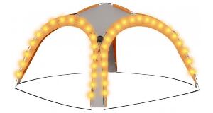 Cort petrecere cu LED, 4 pereti, gri si portocaliu, 3,6x3,6x2,3 m