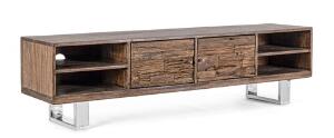 Comoda TV Stanton, Bizzotto, 175 x 40 x 45 cm, lemn de mango/lemn reciclat/inox