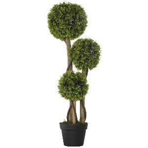 HOMCOM Plante artificiale decorative buxus taiat sferic in ghiveci, plante artificiale pentru decor de interior si exterior, 90 cm | AOSOM RO