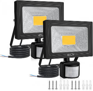 Set de 2 lampi cu senzor de miscare CLY, 20W, alb cald, 3000K, 1800LM, aluminiu,14 x 1,9 x 15,8 cm