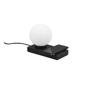 Veioză negru-mat cu încărcător wireless (înălțime 15 cm) Chloe – Trio