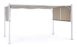 Pavilion pentru gadina Slide Gazebo, Bizzotto, 400 x 300 cm, otel/poliester/poliamida, alb/grej