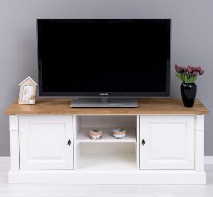 Comoda TV din lemn de brad, cu 2 usi, Pasy PS494, Ivoir Vopsit P039/P002, l160xA46xH60 cm