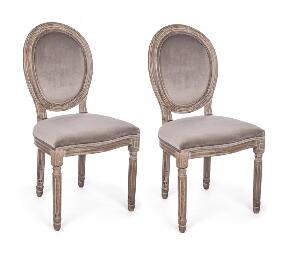 Set 2 scaune din lemn de mestecan, tapitate cu stofa Mathilde Velvet Grej, l48xA46xH96 cm