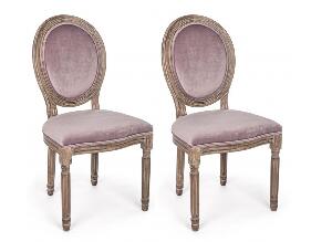 Set 2 scaune din lemn de mestecan, tapitate cu stofa Mathilde Velvet Rose, l48xA46xH96 cm