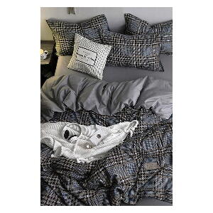 Lenjerie de pat gri pentru pat dublu/extins și cearceaf 200x220 cm – Mila Home