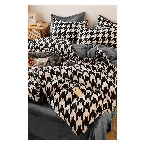 Lenjerie de pat negru-alb din bumbac pentru pat de o persoană/extins și cearceaf 160x220 cm – Mila Home