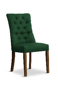Scaun tapitat cu stofa si picioare din lemn Lord Verde / Nuc, l51xA62xH100 cm