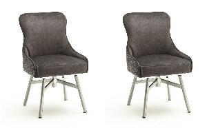Set 2 scaune rotative tapitate cu stofa si picioare metalice, Sheffield A Round, Cappucino / Crom, l53xA64xH88 cm
