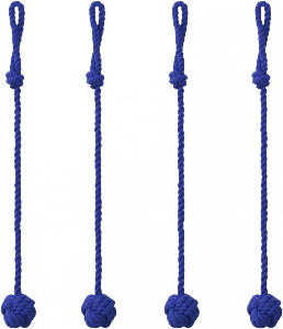 Set de 4 snururi cu ciucuri pentru cortina ‎Sourcing map, bumbac, albastru, 61 cm