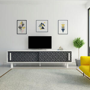 Comoda TV, Avva Home, Opa, 180x48.2x35cm, Antracit / Alb