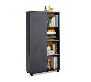 Corp biblioteca, Çilek, Black Bookcase With Storage, 76.5x140x29.5cm, Multicolor