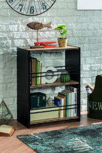 Corp biblioteca, Çilek, Black Small Bookcase, 52x72x28cm, Multicolor