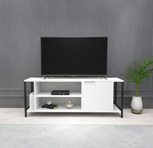 Comoda TV, Kalune Design, Bond, 120x54x30cm, Alb / Negru
