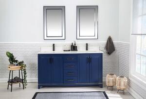 Set mobilier de baie (3 piese), Jussara, Ontario 60, Albastru inchis