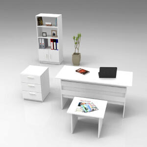 Set de mobilier de birou, Locelso, VO11, Alb