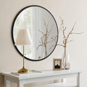 Oglinda decorativa, Neostill, Dekoratif Yuvarlak Ayna Siyah A711, 60x60x2.2cm, Negru