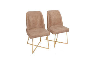 Set scaune (2 bucăți), Nmobb , Madrid 135, Cadru: 100% METAL, Aur / Maro
