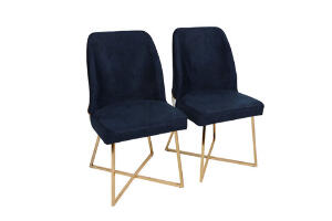 Set scaune (2 bucăți), Nmobb , Madrid 138, Cadru: 100% METAL, Aur / Albastru inchis
