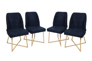 Set scaune (4 bucăți), Nmobb , Madrid 138, Cadru: 100% METAL, Aur / Albastru inchis