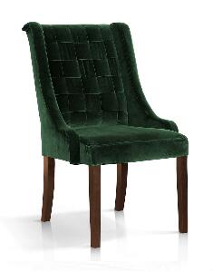 Scaun tapitat cu stofa, cu picioare din lemn Prince Velvet Verde / Nuc, l55xA70xH105 cm