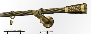 Galerie simpla picior universal striat SEVILLA 19 mm - aur antic