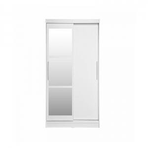 Dulap KOSS 02, cu usi glisante si oglinda, alb, 100x60x200 cm