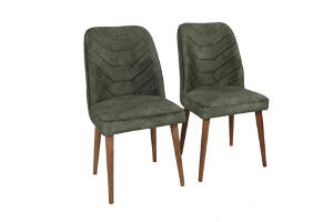 Set scaune (2 bucăți), Nmobb , Dallas 565, Metal, Nuc / Verde inchis