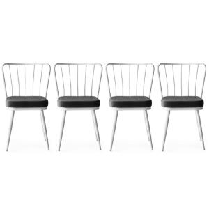 Set scaune (4 bucăți), Nmobb , Yıldız, Metal, Alb