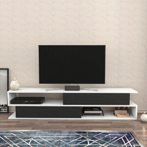 Comoda TV, Retricy, Cortez, 160x35.3x38.6cm, PAL, Alb / Antracit