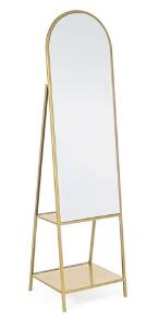Oglinda de podea Arin, Bizzotto, 46 x 172 cm, otel/sticla, auriu