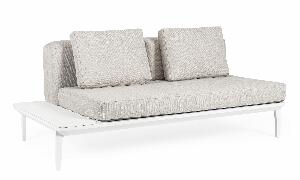 Canapea fixa pentru gradina / terasa, din aluminiu, cu perne detasabile tapitate cu stofa, 2 locuri, Matrix Gri Deschis / Alb, l174xA99xH73 cm