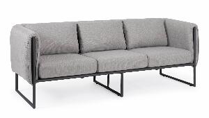 Canapea fixa pentru gradina / terasa, din aluminiu tapitata cu stofa, 3 locuri, Pixel Gri, l186xA74xH72 cm