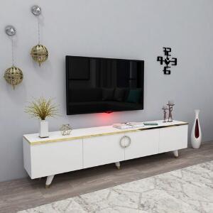 Comoda TV, Arnetti, Luxia, 180x30x31.4 cm, PAL, Aur alb
